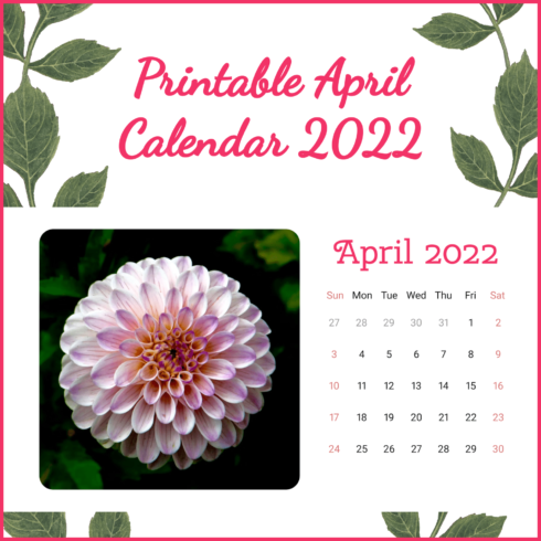 Free Printable Calendar with a Golden-daisy: April 2022 .