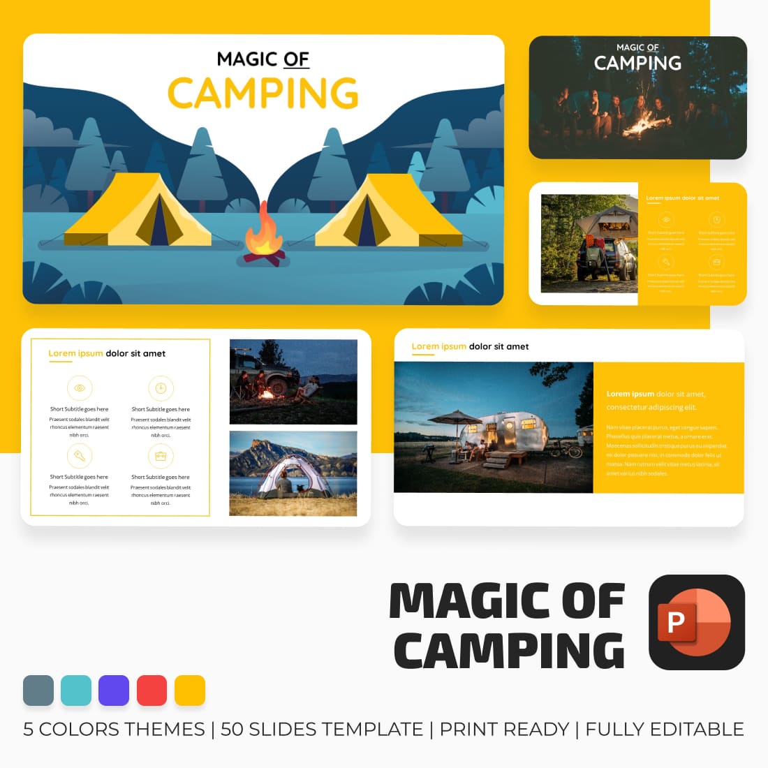 Camping PowerPoint Template main cover.