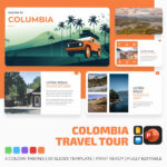 Сolombia Travel Presentstion: 50 Slides PPTX, KEY, Google Slides main cover.