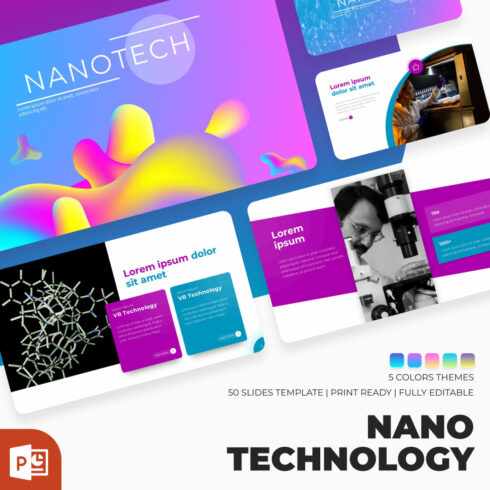 Nano Technology PowerPoint Template main cover.