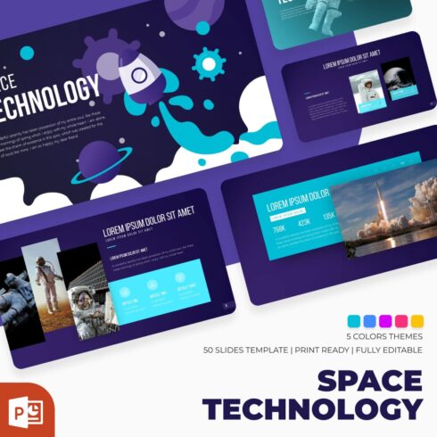 Space Technology PowerPoint Template main cover.