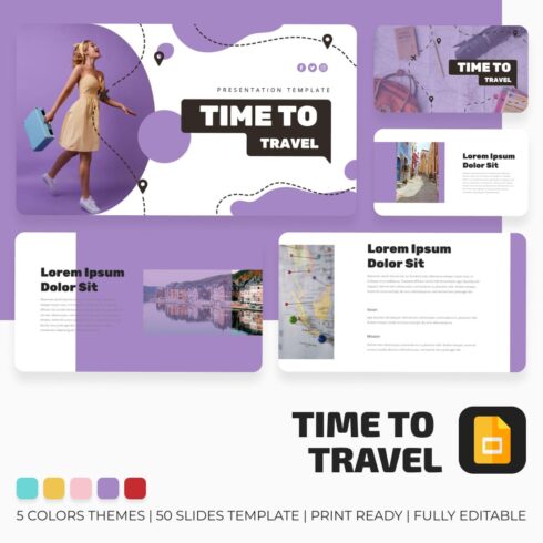 Time to Travel Google Slides Theme main cover.