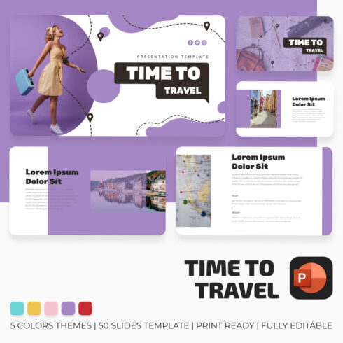Time to Travel PowerPoint Template main cover.