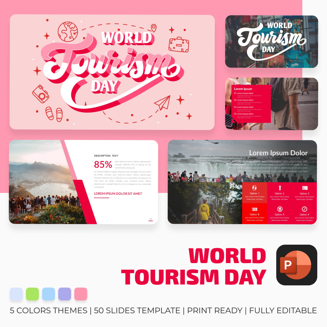 World Tourism Day PowerPoint Template main cover.