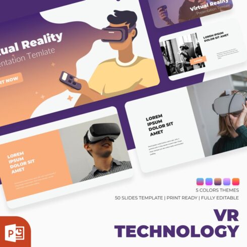 VR Technology PowerPoint Template main cover.