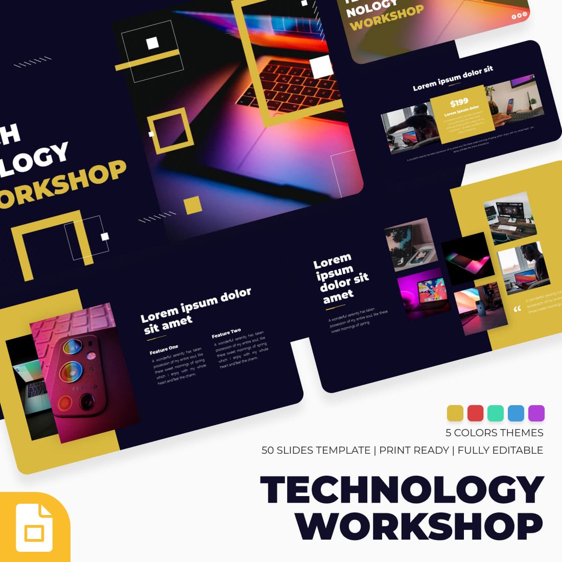 Workshop Technology Google Slides Theme main cover.