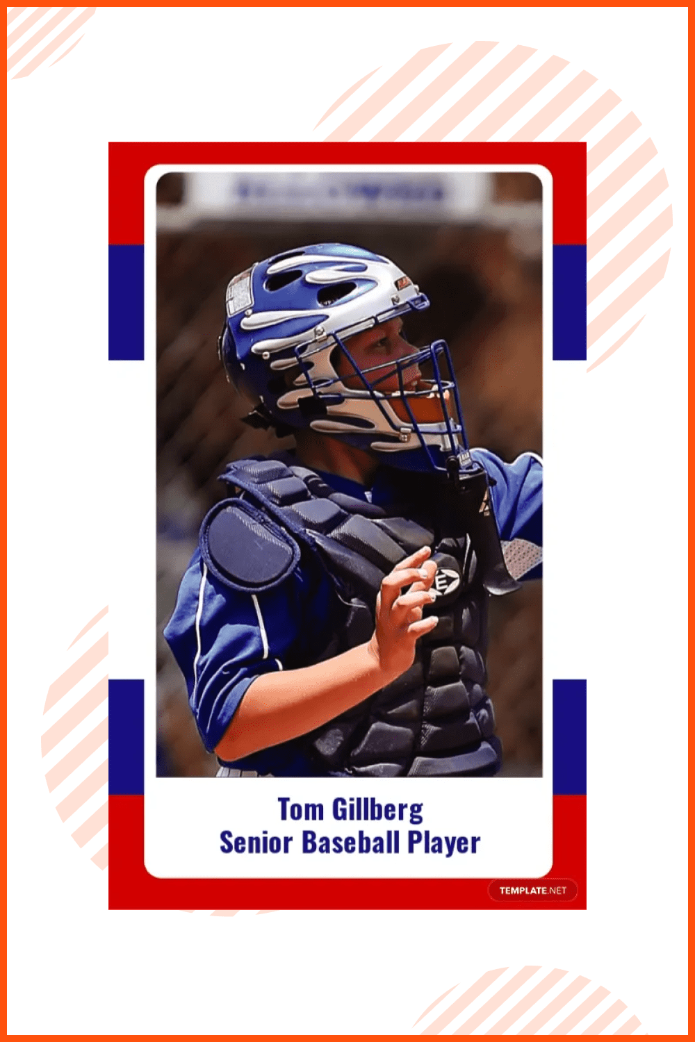 A professionally made template to make a senior baseball trading card.