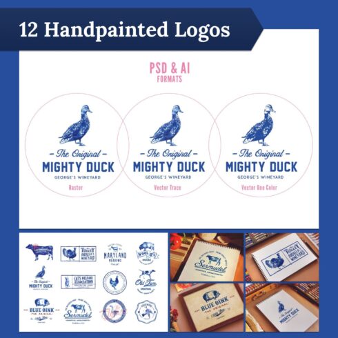 12 Handpainted Logos.
