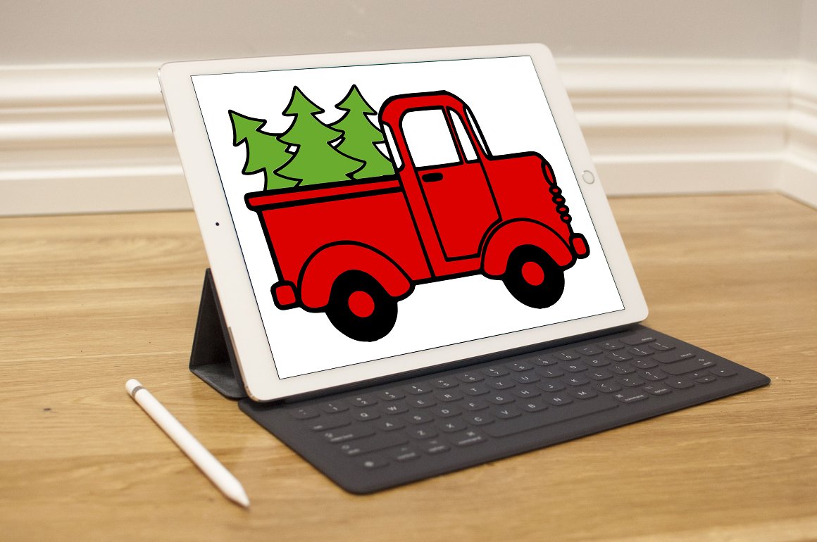 Christmas Tree Truck Side SVG.