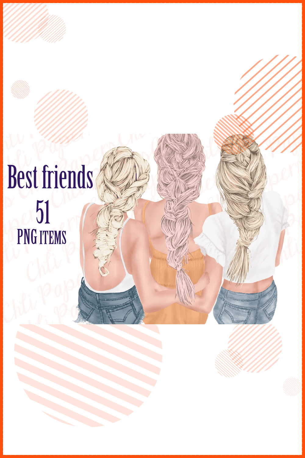 Three girls with braids hugging from the back.