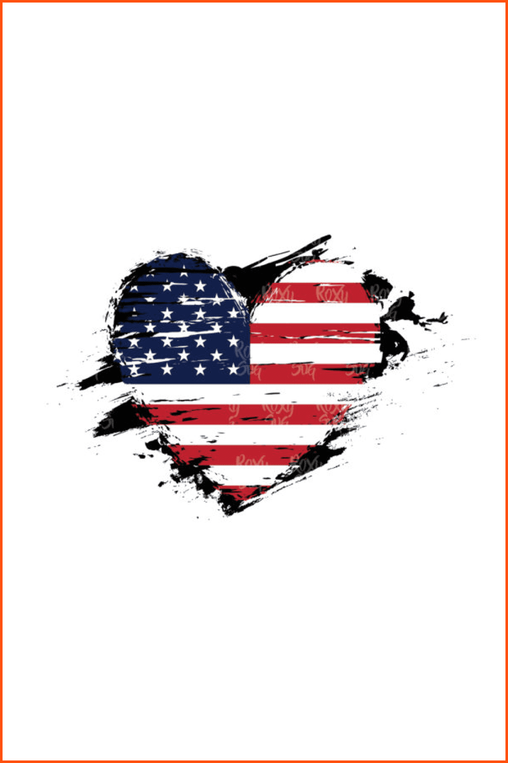 Distressed American Flag in a Heart Shape.