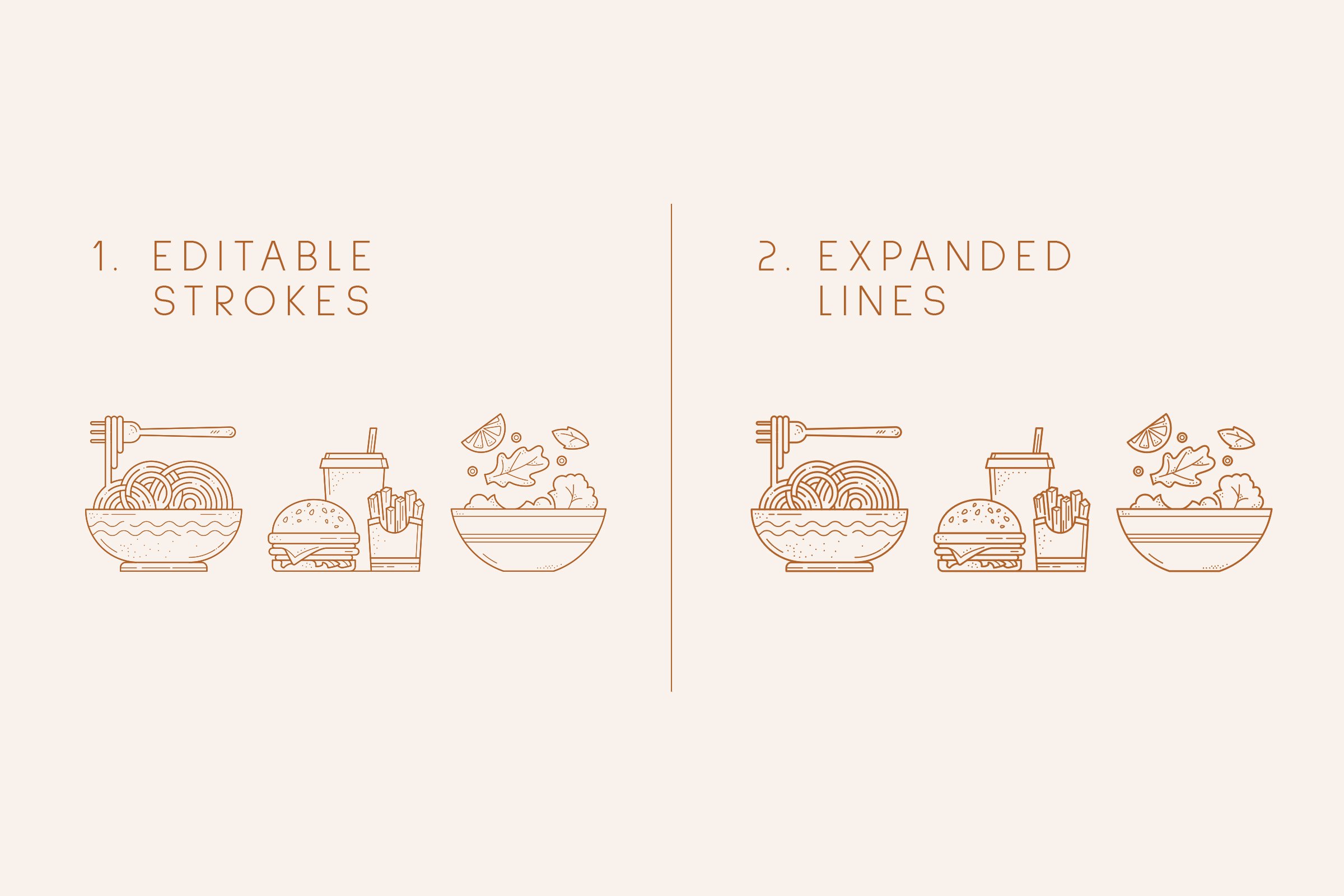 Editable strokes, expanded lines.