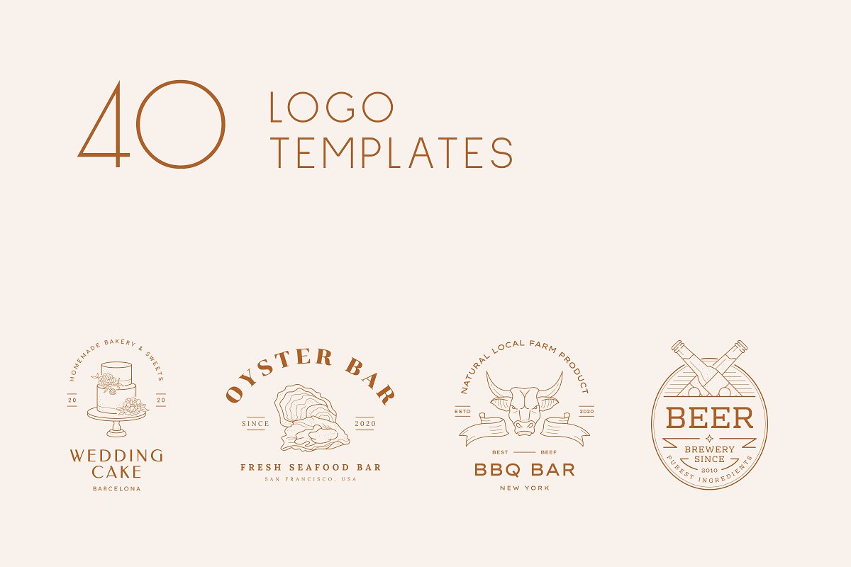 This bundle includes 40 Logo Templates.
