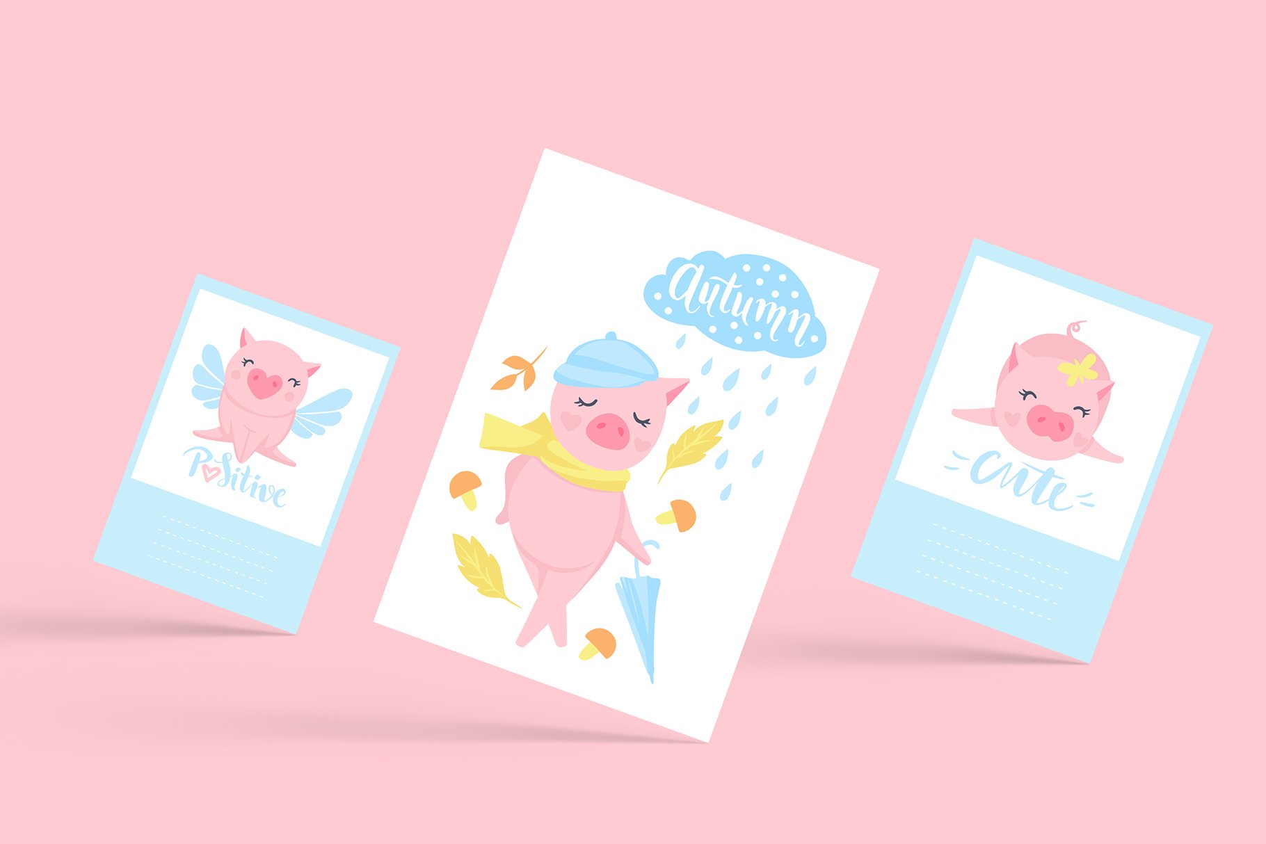 Cute Vector Pigs! Pig Illustration.