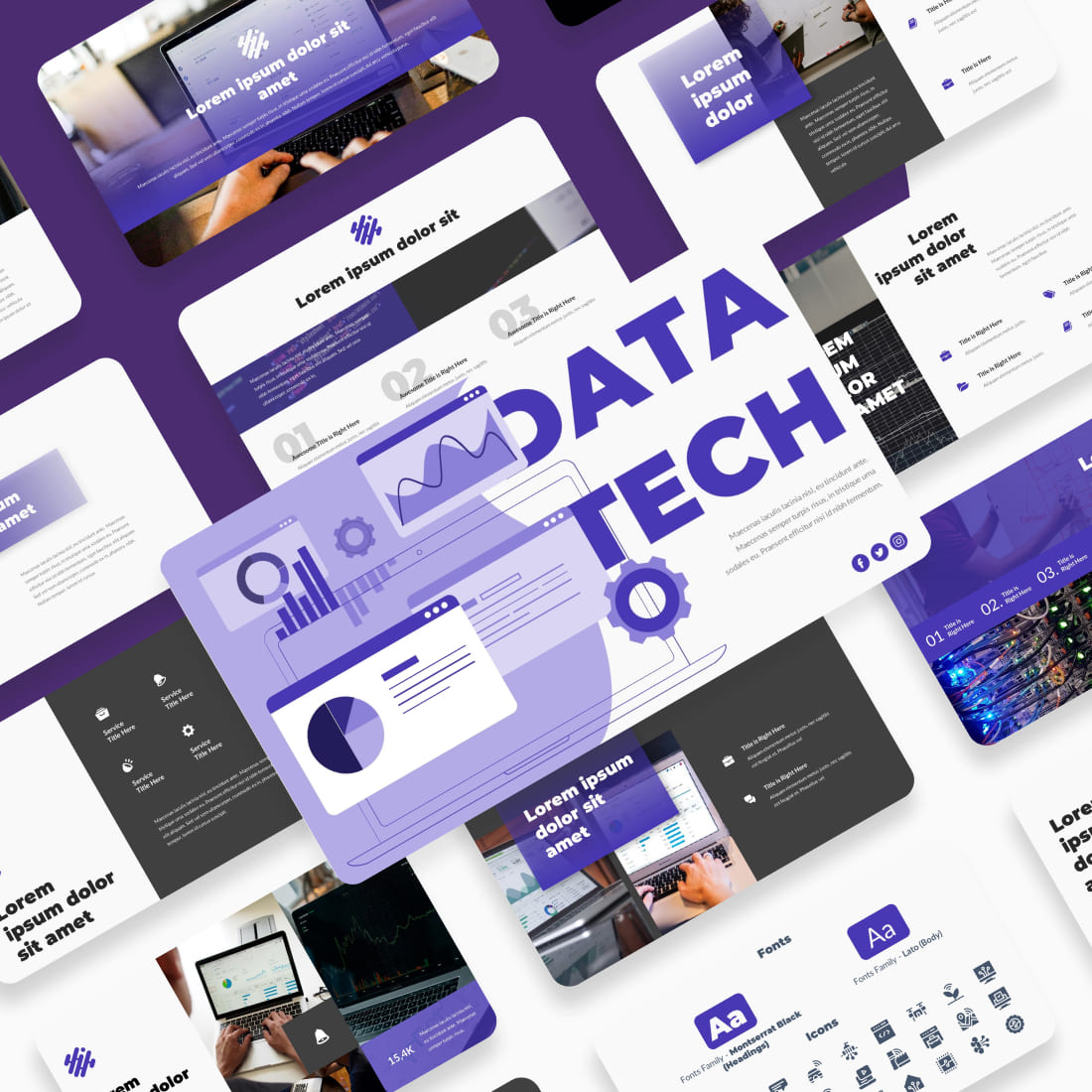 Data Technology PowerPoint Template cover image.