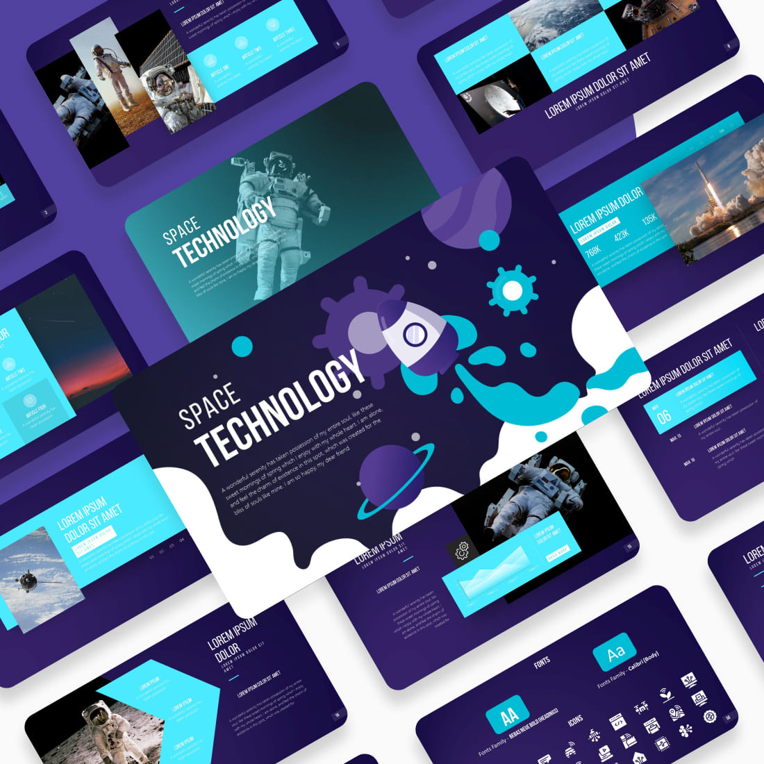 Space Technology PowerPoint Template cover image.