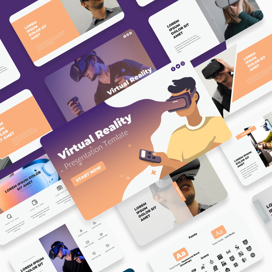 VR Technology PowerPoint Template cover image.