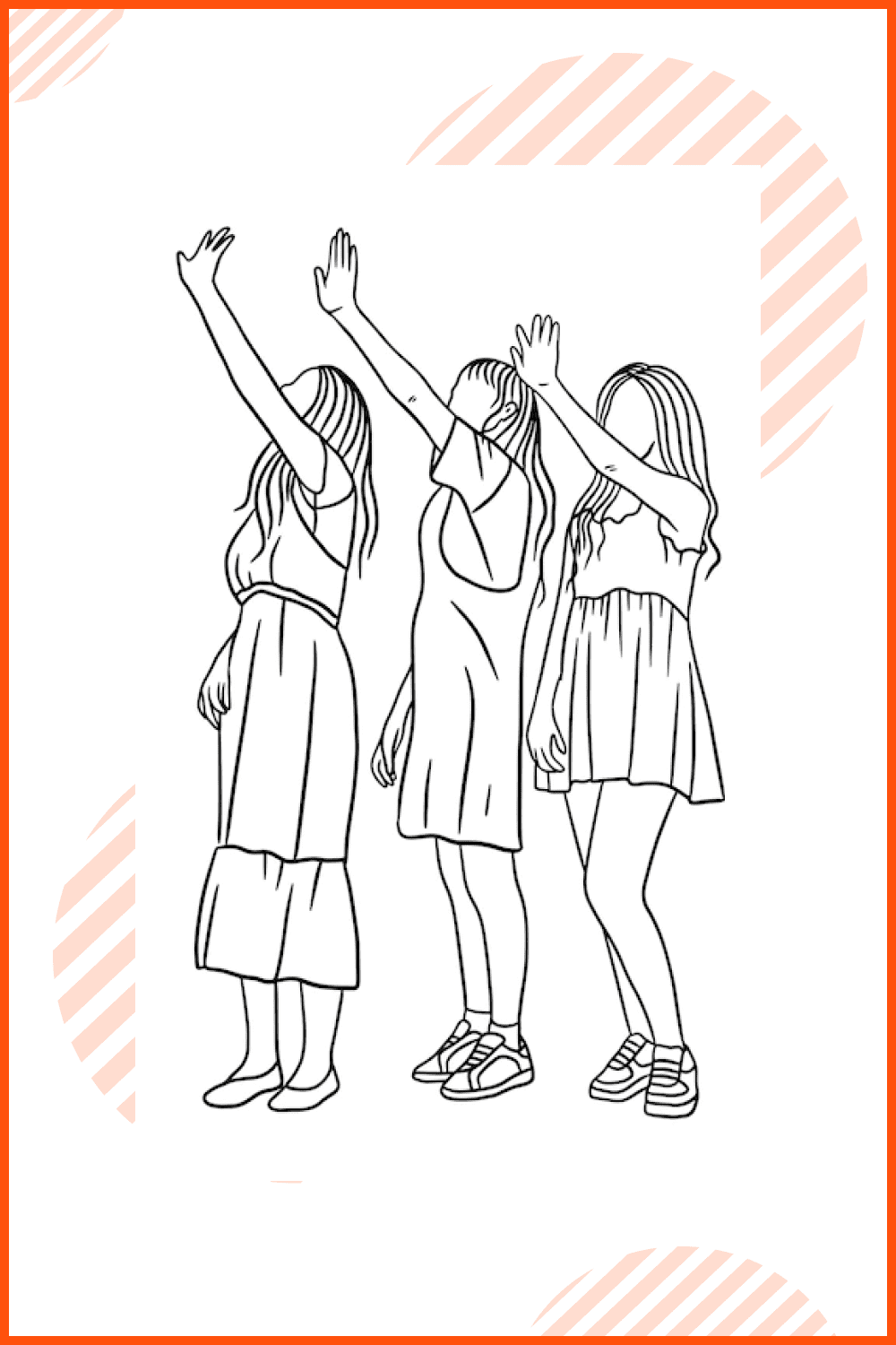 Sketch of three standing girls.