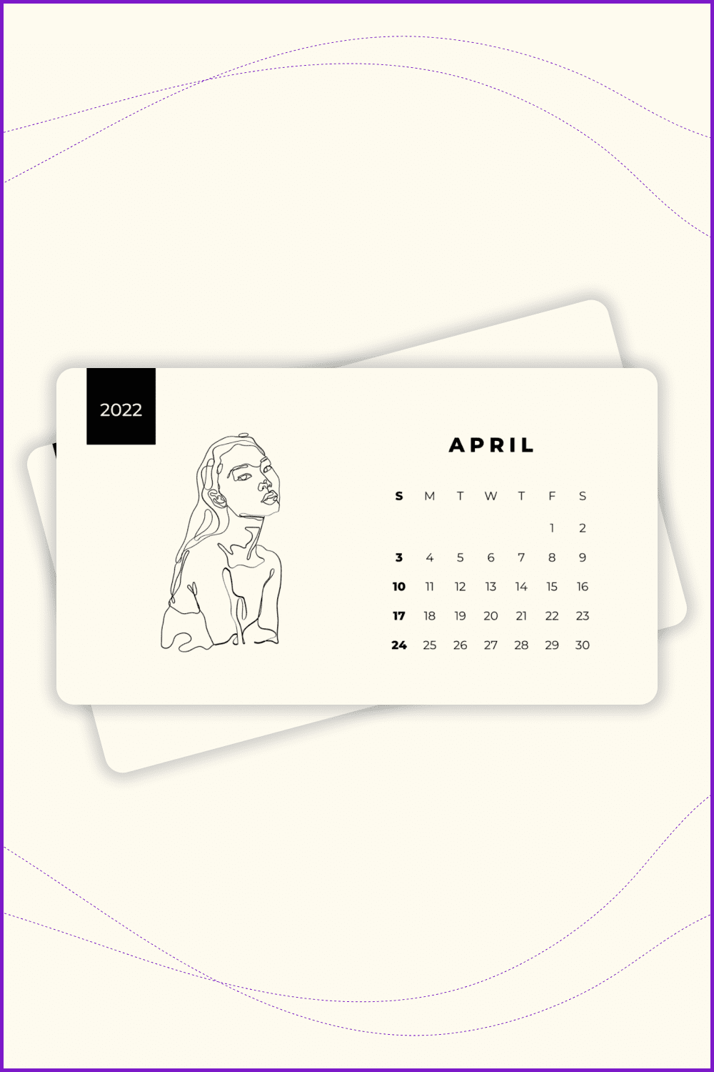 Stylish minimalistic calendar in beige color.