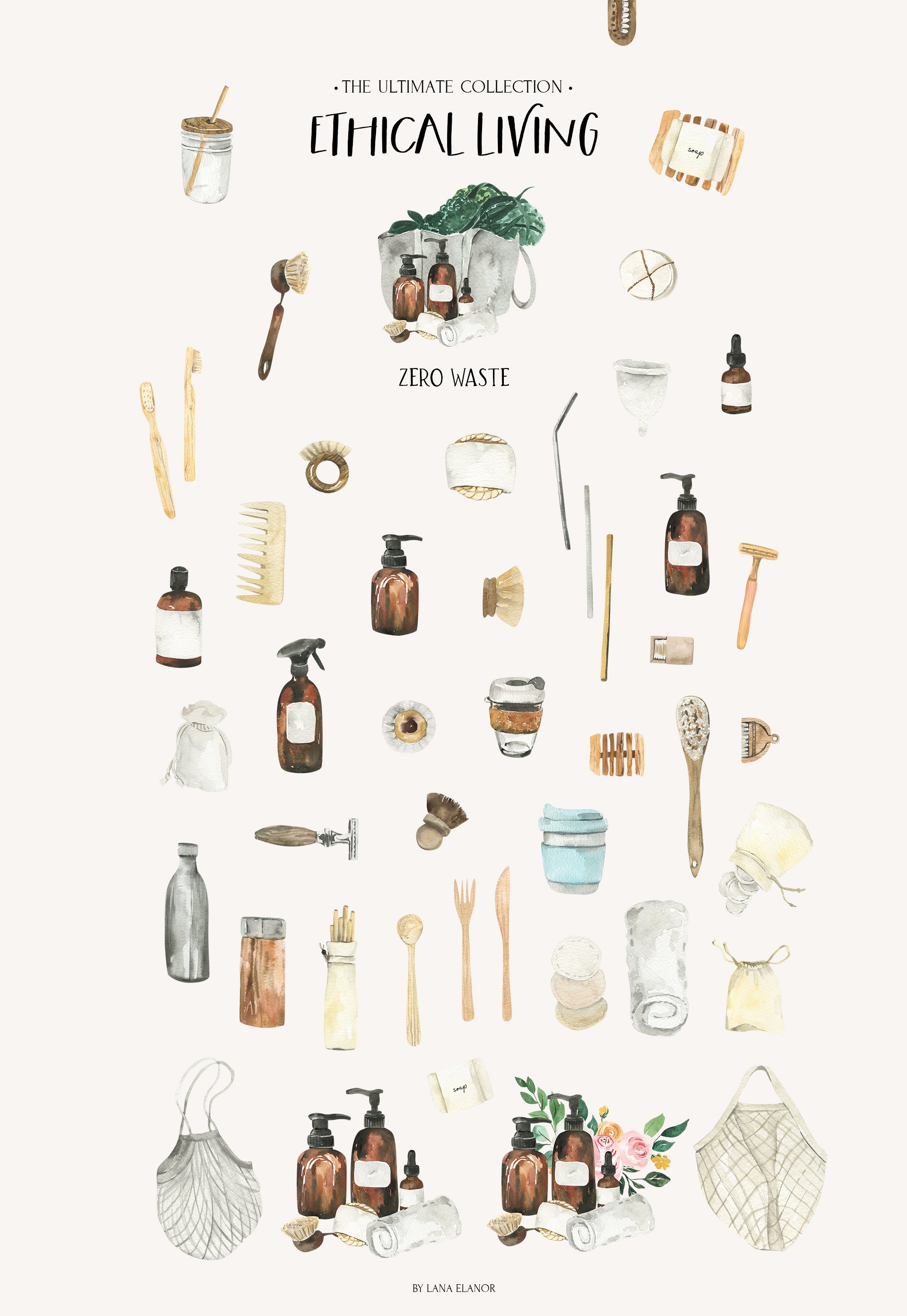 The images of zero waste beauty routine.