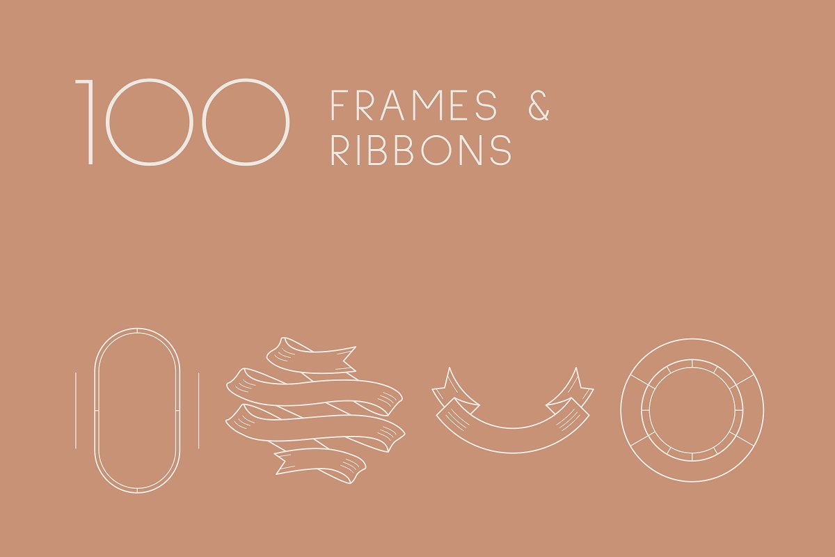 This bundle includes 100 Frames & Ribbons.