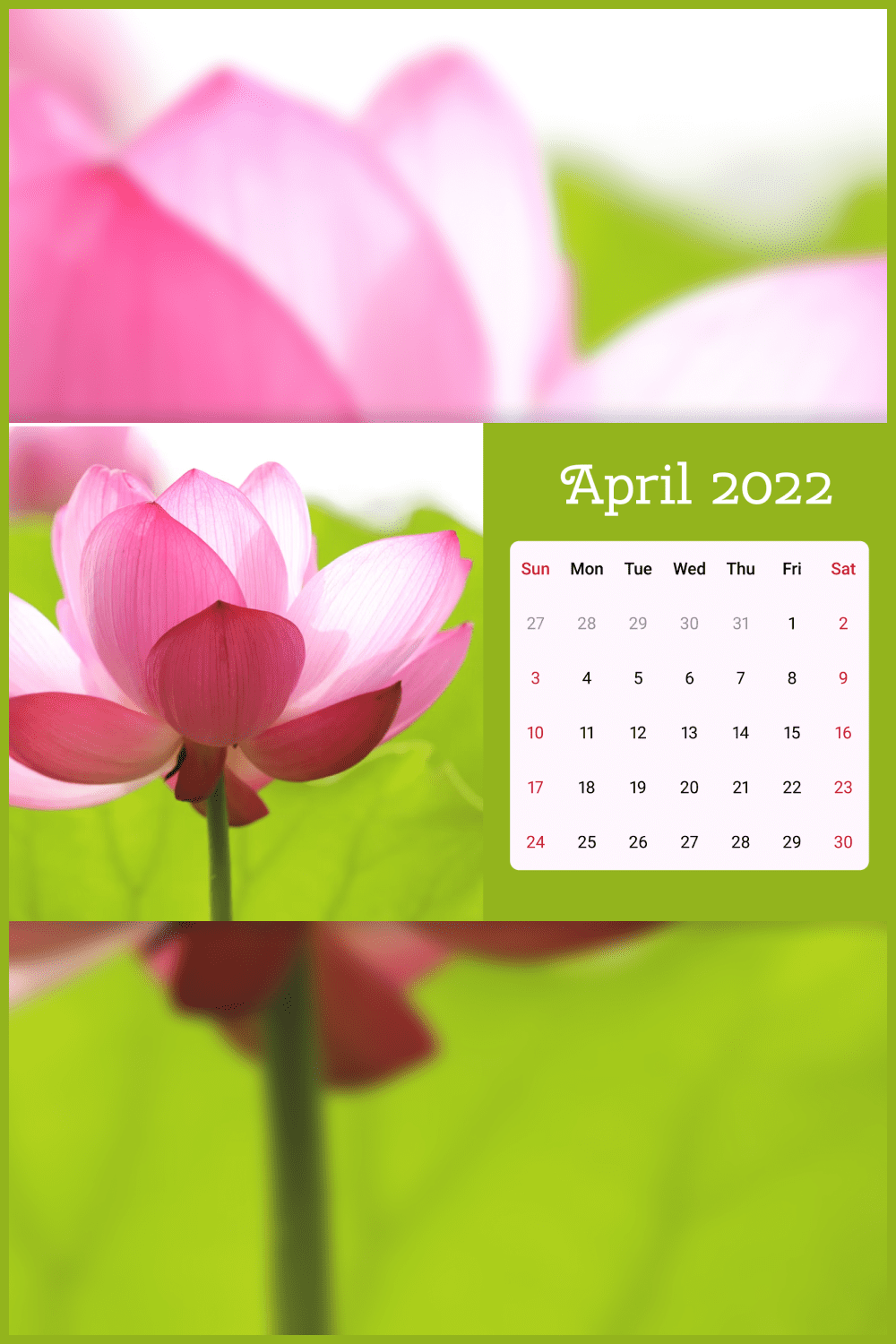 Free Downloadable April Calendar.