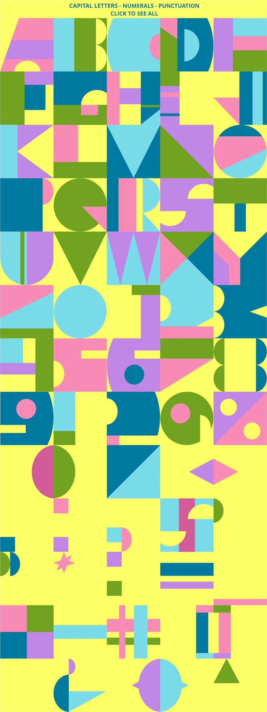 Mosaic Color Font contains 2 versions of each glyph standart version.