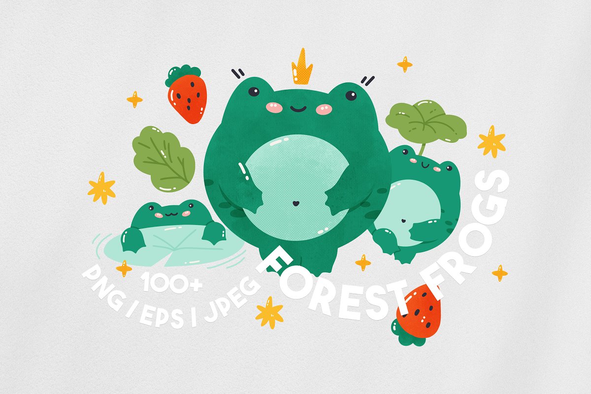 The main image preview of Forest Frog Illustrations & Patterns.