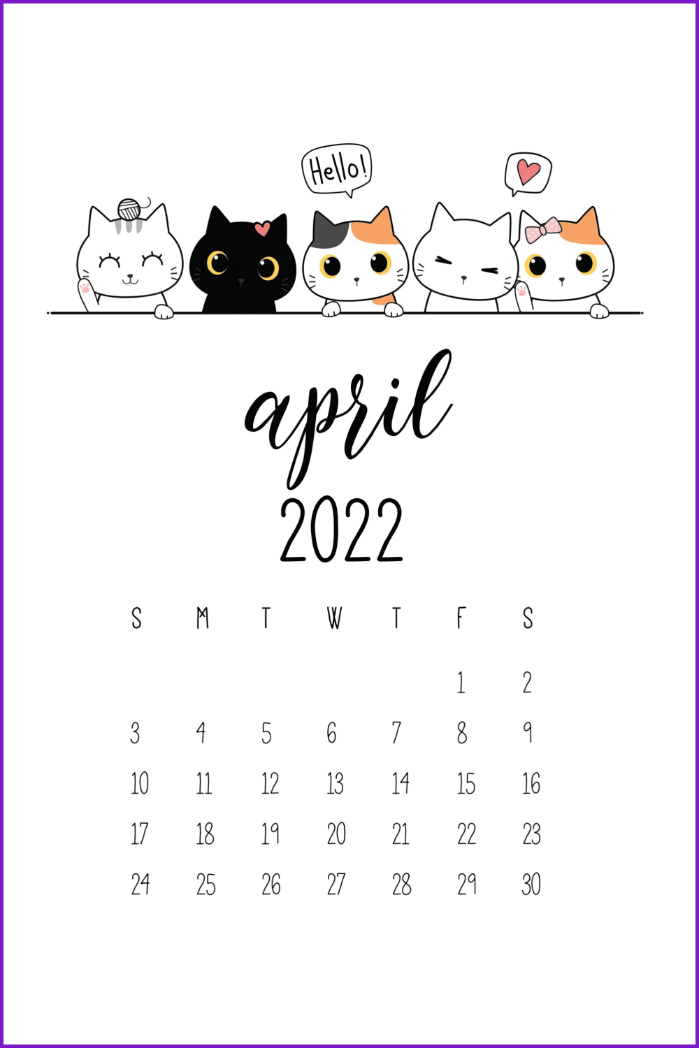 Calendar with a few funny kittens.