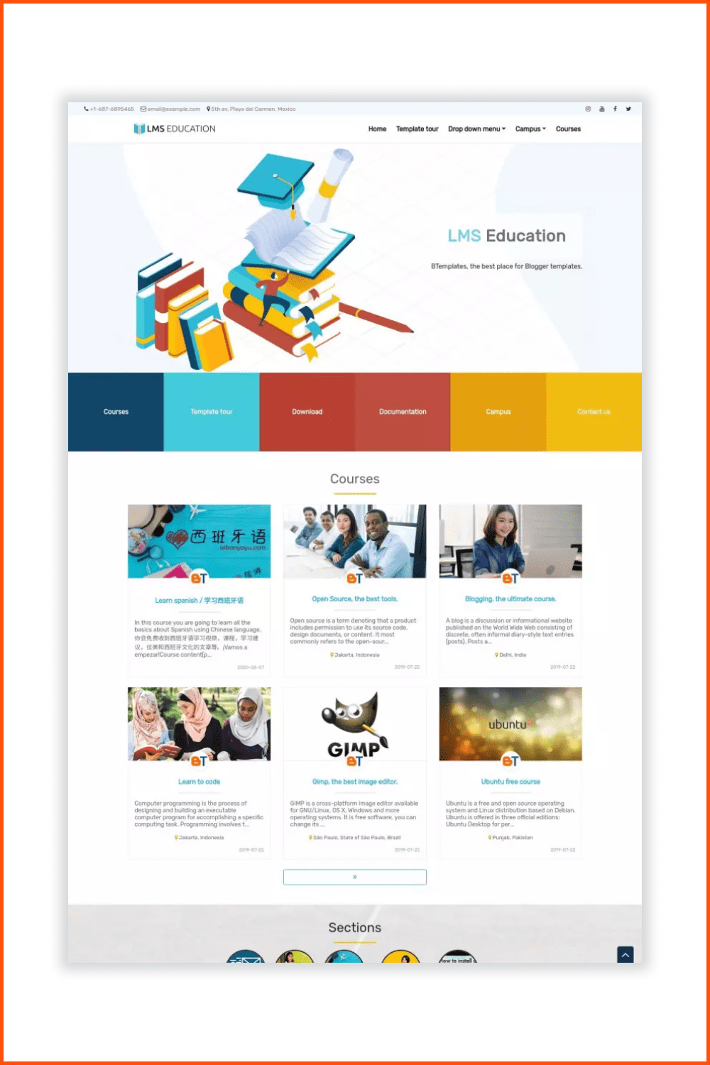 Magazine-styled colorful theme main page.