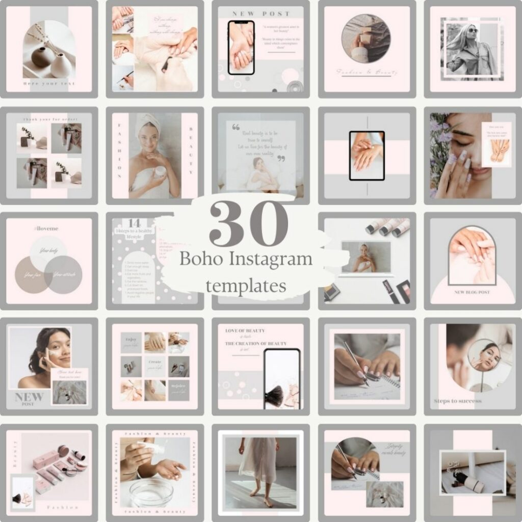 30 Boho Canva Instagram Post Templates - MasterBundles