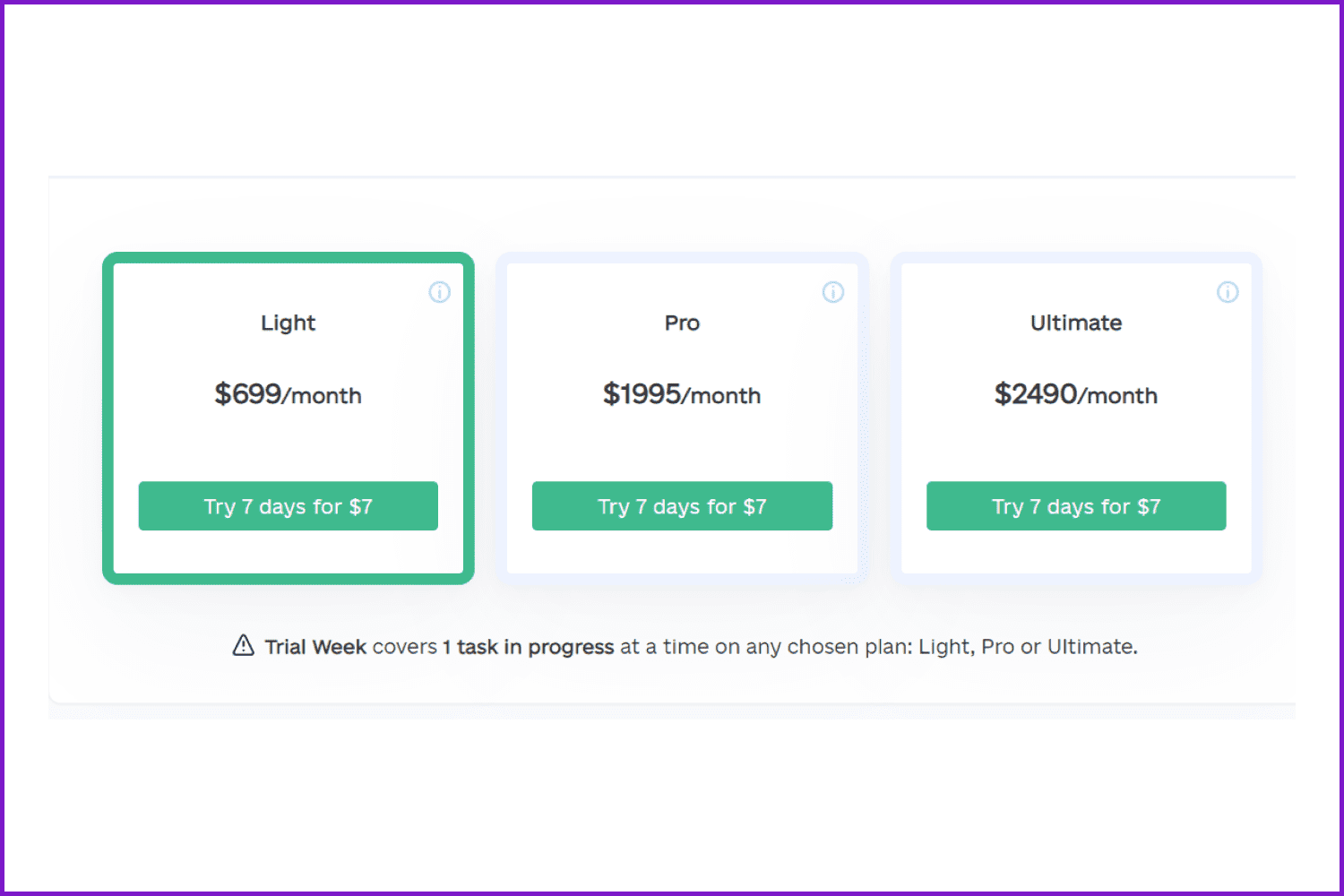 Subscription plan page on Awesomic.