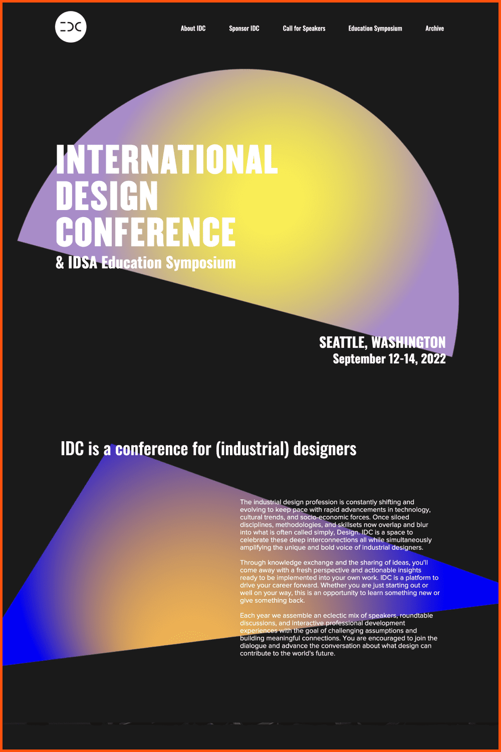 International Design Conference (IDC) Banner.