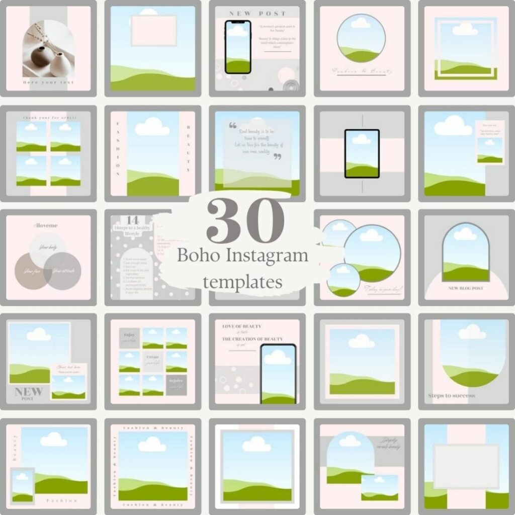 30 Boho Canva Instagram Post Templates - MasterBundles