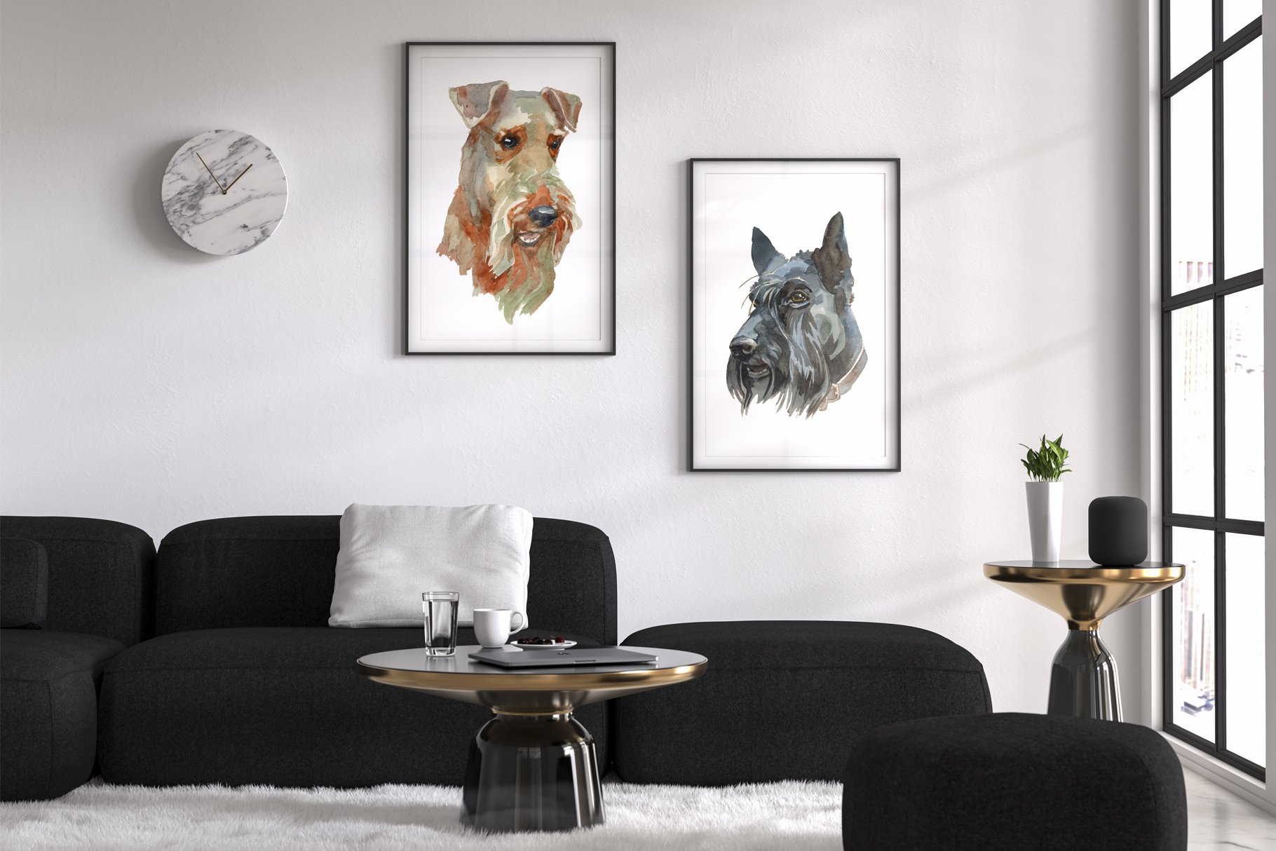Terriers Watercolor Set.