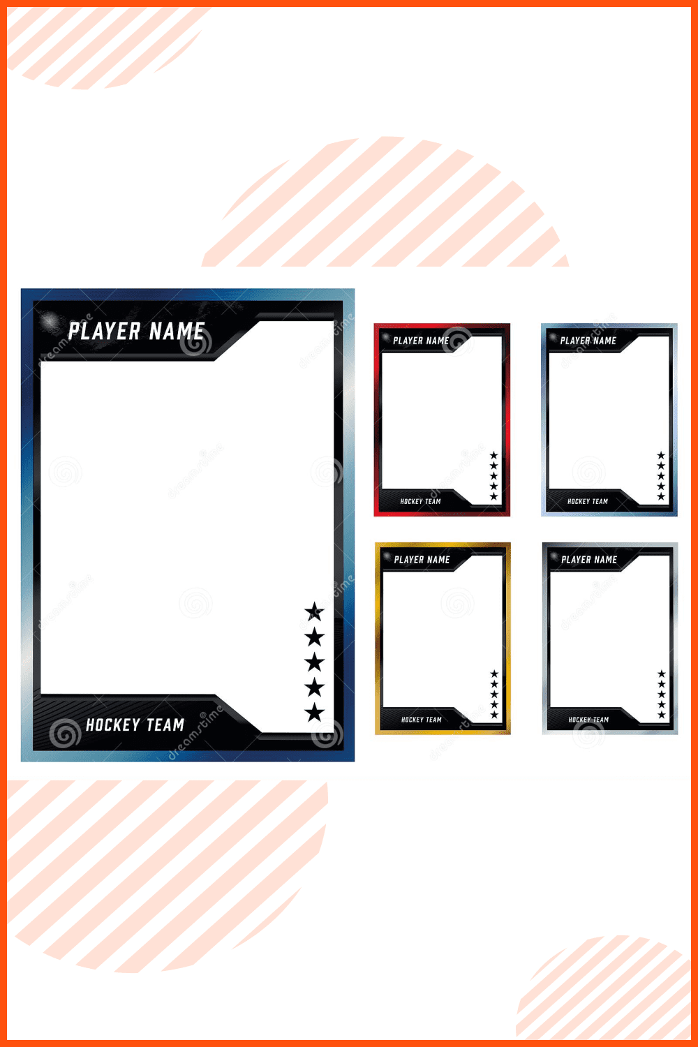 Hockey Player Card Frame Template Design.