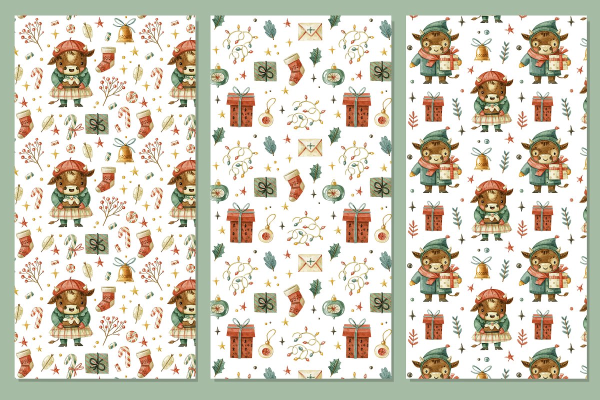 Included 6 seamless Christmas patterns.