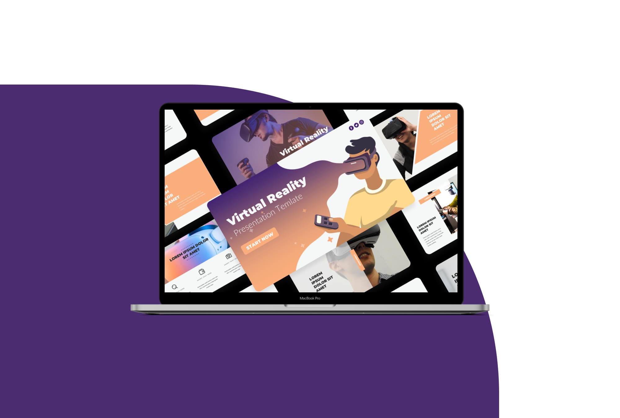 VR Technology Presentstion: 50 Slides PPTX, KEY, Google Slides - laptop option.