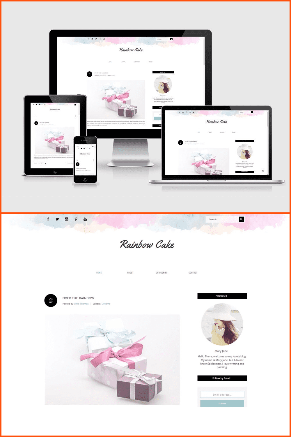 Pages of theme in pastel tones.