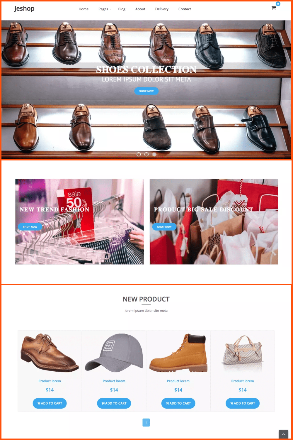 E-commerce theme with big images main page.