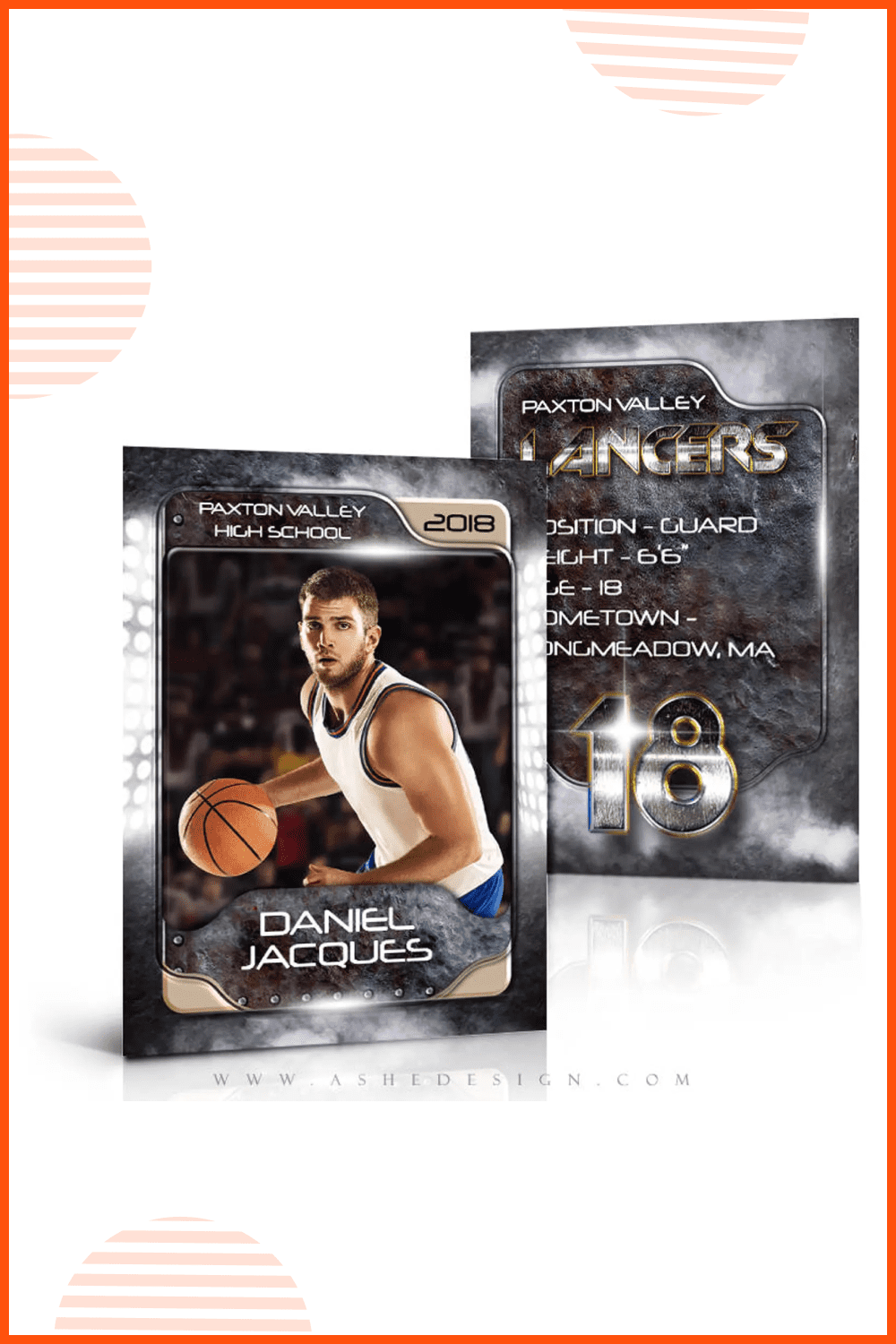 Basketball Editable Trading Card Template.