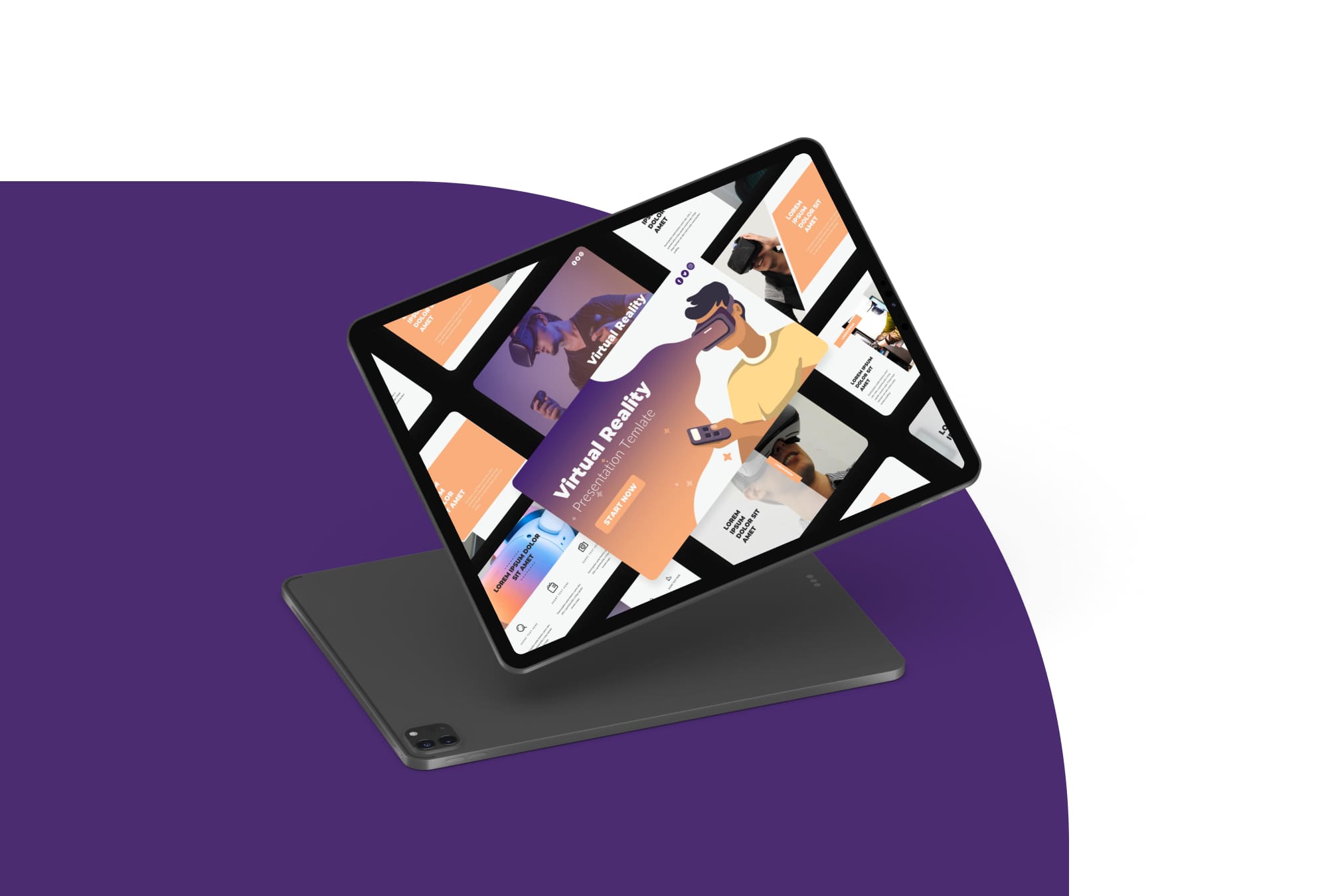 VR Technology Presentstion: 50 Slides PPTX, KEY, Google Slides - tablet option.