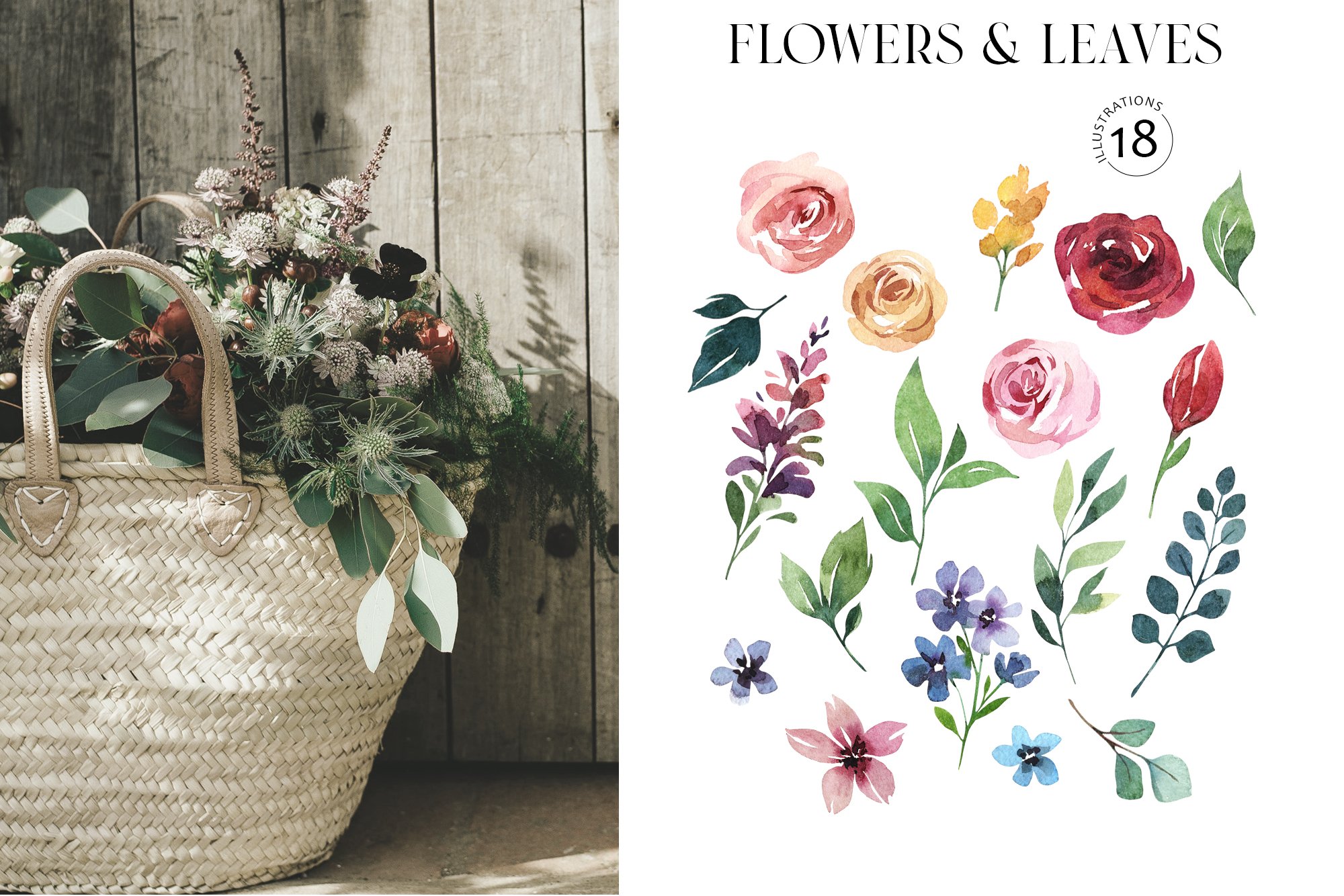 You can save your time working with this beautiful flowers elements.