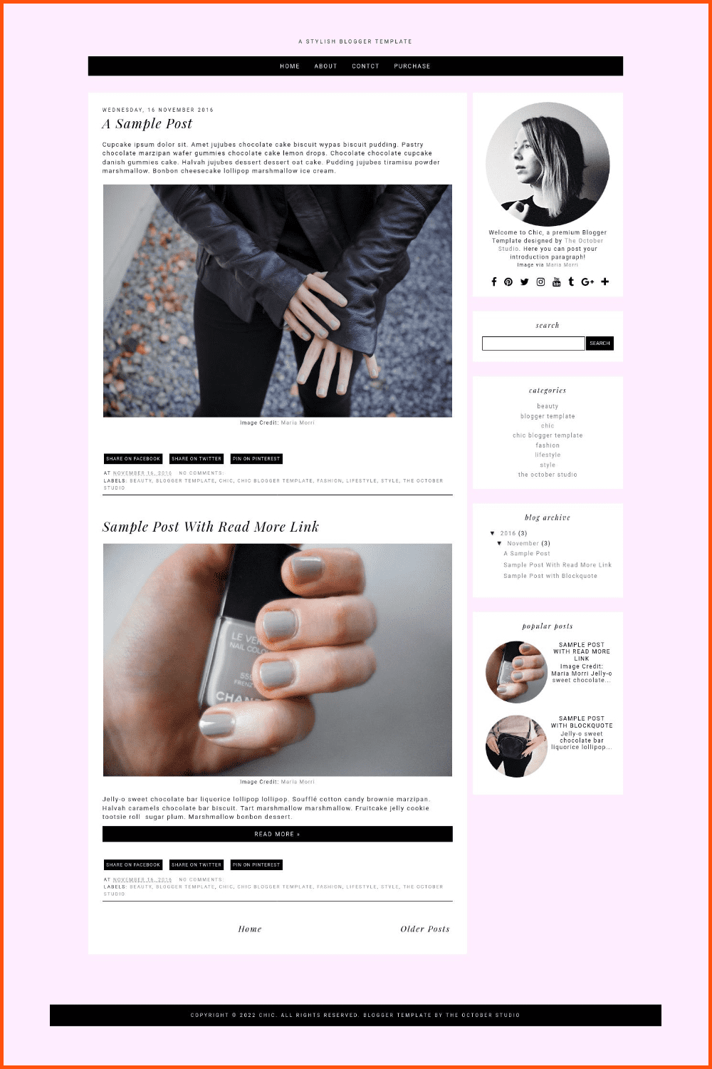 Simple page with two posts.