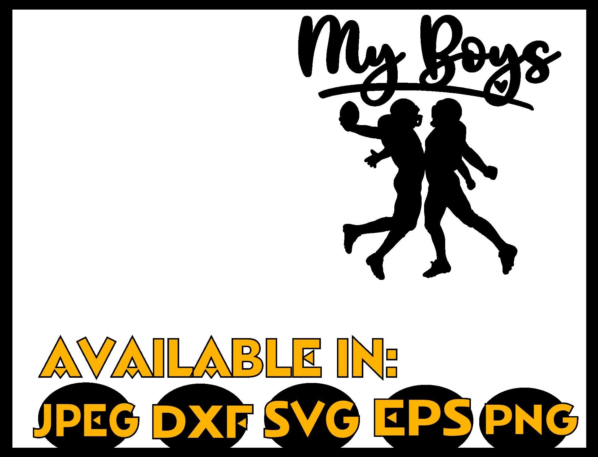 Football Mom SVG DXF JPEG Silhouette Cameo Cricut My Boys.