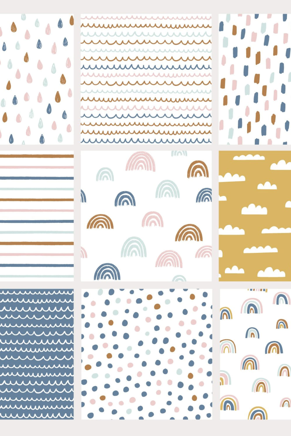 Versatile collection of cute illustrations, seamless patterns and pre-made posters.