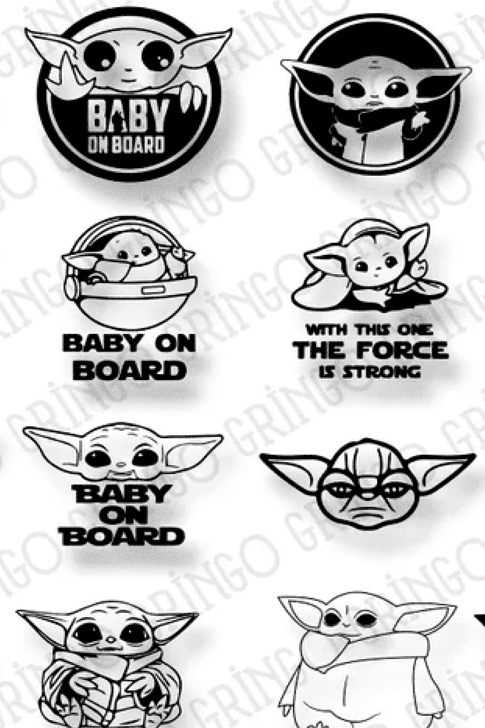 Baby Yoda Silhouette SVG.