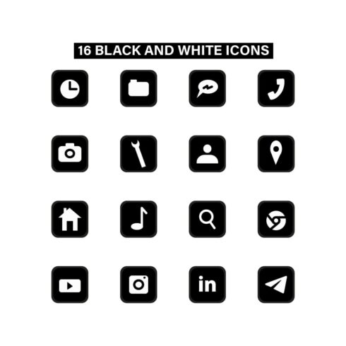 Free black and white icons main cover.