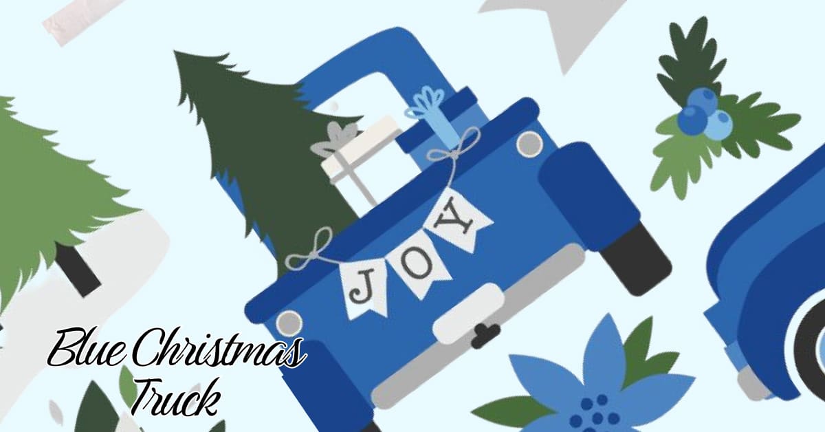 Blue Christmas Truck Clipart + SVG | Master Bundles