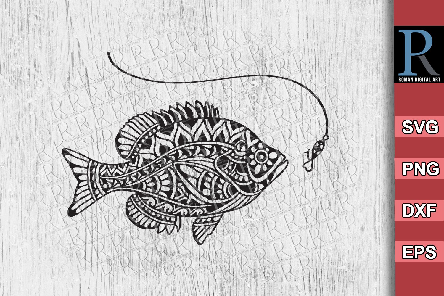 Fishing Bundle Mandala Fish SVG Cricut Design Silhouette.